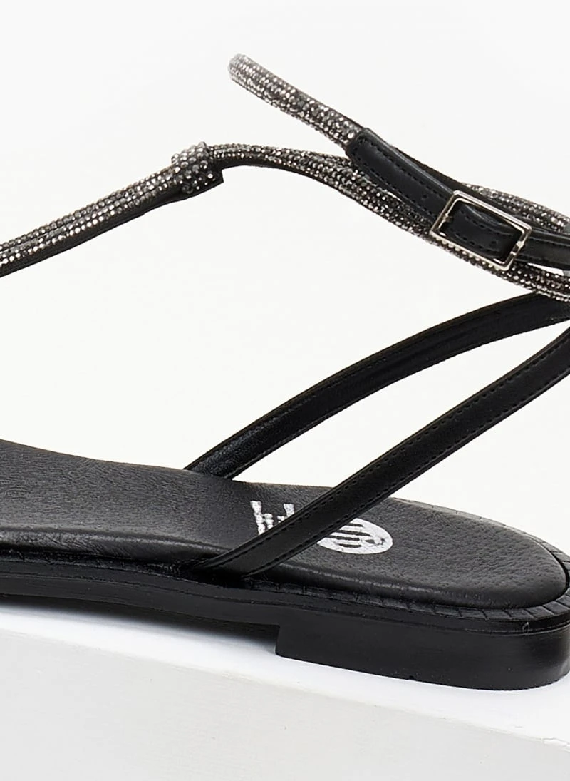 Σανδάλια δερμάτινα μe στρας Tfp - Μαύρο 5 Σανδάλια δερμάτινα μe στρας Tfp - Μαύρο - Image 3