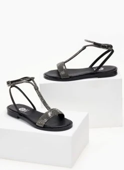 Σανδάλια δερμάτινα μe στρας Tfp - Μαύρο 7 Σανδάλια δερμάτινα μe στρας Tfp - Μαύρο -The Fashion Project κατάστημα sandalia dermatina tfp me strass 105170 w8ht