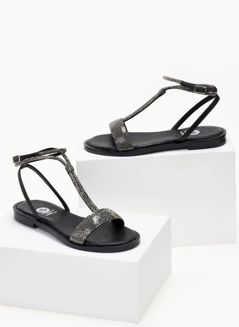 Σανδάλια δερμάτινα μe στρας Tfp - Μαύρο 4 Σανδάλια δερμάτινα μe στρας Tfp - Μαύρο - Image 2