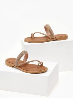 Σανδάλια δερμάτινα με στρας Tfp - Χαλκός -The Fashion Project κατάστημα sandalia dermatina tfp me strass 105416 k767