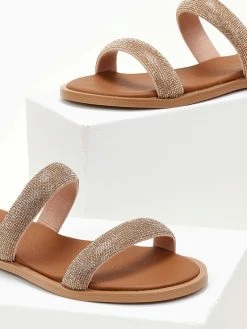 Σανδάλια δερμάτινα με στρας φάσες Tfp - Χαλκός -The Fashion Project κατάστημα sandalia dermatina tfp me strass fases 105418 a7su