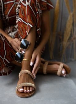 Σανδάλια δερμάτινα με στρας φάσες Tfp - Χαλκός -The Fashion Project κατάστημα sandalia dermatina tfp me strass fases 105418 vu87