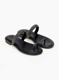 Σανδάλια δερμάτινα με στρας λουράκι Tfp - Μαύρο -The Fashion Project κατάστημα sandalia dermatina tfp me strass louraki 104051 7b89
