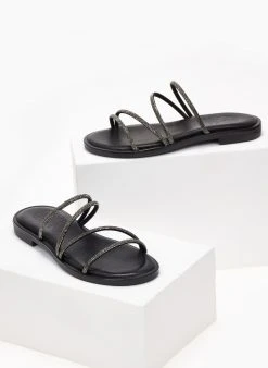 Σανδάλια δερμάτινα με στρας λουράκια Tfp - Μαύρο 10 Σανδάλια δερμάτινα με στρας λουράκια Tfp - Μαύρο -The Fashion Project κατάστημα sandalia dermatina tfp me strass lourakia 101687 az65