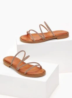 Σανδάλια δερμάτινα με στρας λουράκια Tfp - Χαλκός -The Fashion Project κατάστημα sandalia dermatina tfp me strass lourakia 101688 b8kt