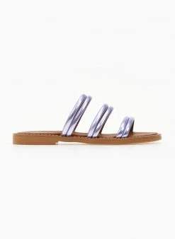 Σανδάλια δερμάτινα σε μεταλλικά χρώματα Tfp - Λιλά