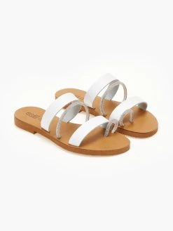 The Fashion Project Σανδάλια δερμάτινα με λουράκια και Strass Estil - Λευκό -The Fashion Project κατάστημα sandalia estil dermatina me leptes fases kai stras 105455 0tiu