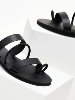 The Fashion Project Σανδάλια δερμάτινα με λουράκια και Strass Estil - Μαύρο -The Fashion Project κατάστημα sandalia estil dermatina me leptes fases kai stras 105456 0kjs