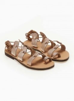 Σανδάλια δερμάτινα με κορδόνια Estil - Χαλκός -The Fashion Project κατάστημα sandalia estil dermatina me pattern psatha 104743 2p0l
