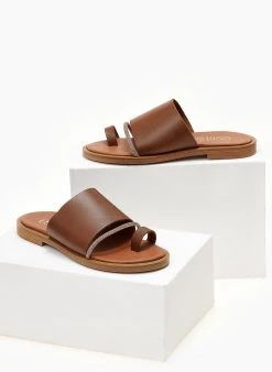 Σανδάλια δερμάτινα με στρας Estil - Ταμπά -The Fashion Project κατάστημα sandalia estil dermatina me seira strass 104531 92ah