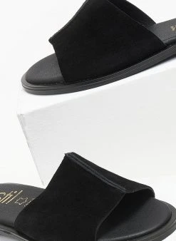 Σανδάλια καστόρινα με ραφή Estil - Μαύρο -The Fashion Project κατάστημα sandalia kastorina me rafi estil 110506 h3k4