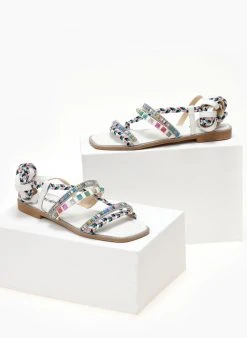 The Fashion Project Σανδάλια με τρουκς και κορδόνια - Λευκό -The Fashion Project κατάστημα sandalia lace up me xrwmatista trouks 104647 1dsj