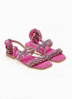 The Fashion Project Σανδάλια με τρουκς και κορδόνια - Φούξια -The Fashion Project κατάστημα sandalia lace up me xrwmatista trouks 104650 agto