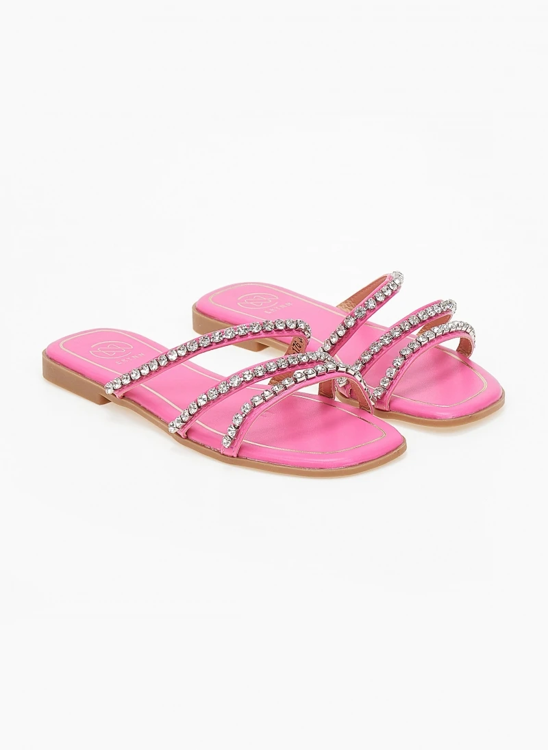 The Fashion Project Σανδάλια με στρας και λοξά λουράκια - Φούξια 7 The Fashion Project Σανδάλια με στρας και λοξά λουράκια - Φούξια - Image 6