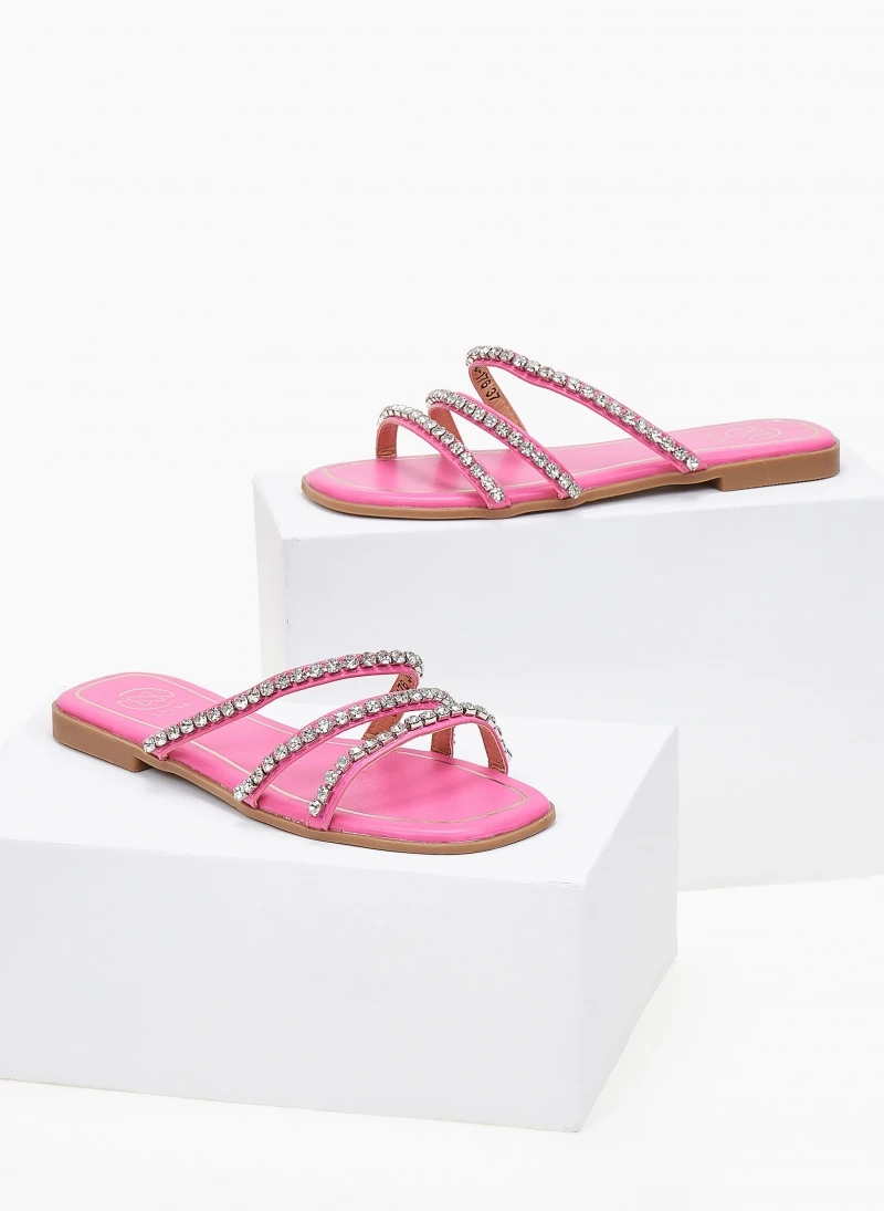 The Fashion Project Σανδάλια με στρας και λοξά λουράκια - Φούξια 6 The Fashion Project Σανδάλια με στρας και λοξά λουράκια - Φούξια - Image 5