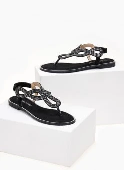 The Fashion Project Σανδάλια με στρας στη φάσα - Μαύρο -The Fashion Project κατάστημα sandalia me strass kai glitter sti sola 104882 5ljm