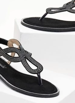 The Fashion Project Σανδάλια με στρας στη φάσα - Μαύρο -The Fashion Project κατάστημα sandalia me strass kai glitter sti sola 104882 evep