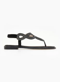 The Fashion Project Σανδάλια με στρας στη φάσα - Μαύρο -The Fashion Project κατάστημα sandalia me strass kai glitter sti sola 104882 l619