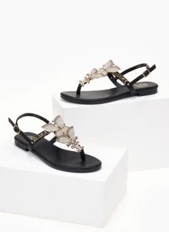 The Fashion Project Σανδάλια με Strass πεταλούδες - Μαύρο