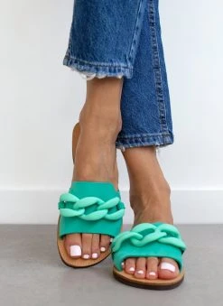 Σανδάλια δερμάτινα με αλυδίσα Estil - Βεραμάν -The Fashion Project κατάστημα sandalia nubuck estil me mat kokalini alusida 103121 96kl