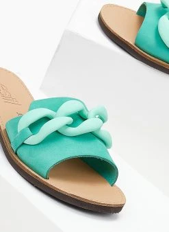 Σανδάλια δερμάτινα με αλυδίσα Estil - Βεραμάν -The Fashion Project κατάστημα sandalia nubuck estil me mat kokalini alusida 103121 jfei