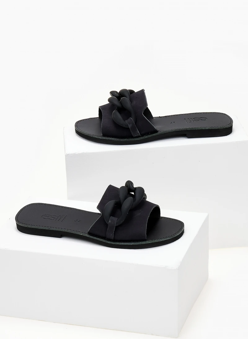 Σανδάλια δερμάτινα με αλυδίσα Estil - Μαύρο 4 Σανδάλια δερμάτινα με αλυδίσα Estil - Μαύρο - Image 2