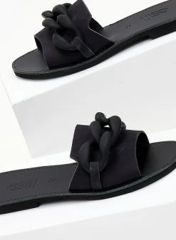 Σανδάλια δερμάτινα με αλυδίσα Estil - Μαύρο 9 Σανδάλια δερμάτινα με αλυδίσα Estil - Μαύρο -The Fashion Project κατάστημα sandalia nubuck estil me mat kokalini alusida 103863 bm76