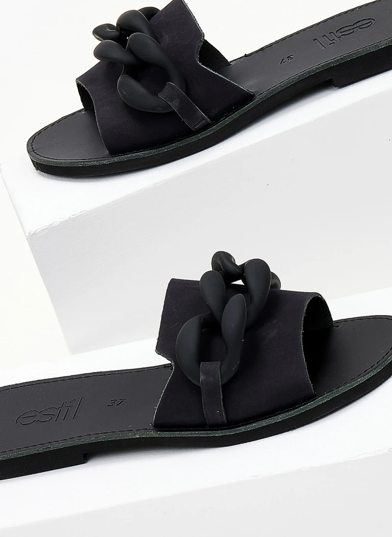 Σανδάλια δερμάτινα με αλυδίσα Estil - Μαύρο 6 Σανδάλια δερμάτινα με αλυδίσα Estil - Μαύρο - Image 4