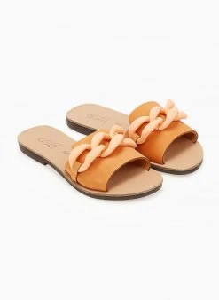 Σανδάλια δερμάτινα με αλυδίσα Estil - Πορτοκαλί -The Fashion Project κατάστημα sandalia nubuck estil me mat kokalini alusida 104277 3u0w