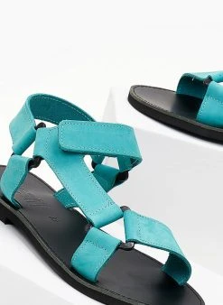 Σανδάλια δερμάτινα με Velcro Estil - Petrol 7 Σανδάλια δερμάτινα με Velcro Estil - Petrol -The Fashion Project κατάστημα sandalia nubuck estil me velcro 101296 cjuw