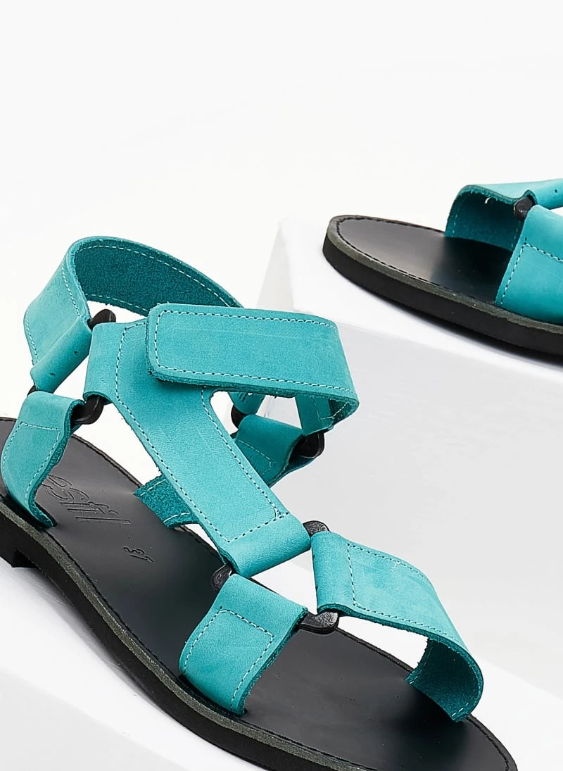 Σανδάλια δερμάτινα με Velcro Estil - Petrol 4 Σανδάλια δερμάτινα με Velcro Estil - Petrol - Image 2