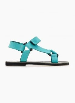 Σανδάλια δερμάτινα με Velcro Estil - Petrol