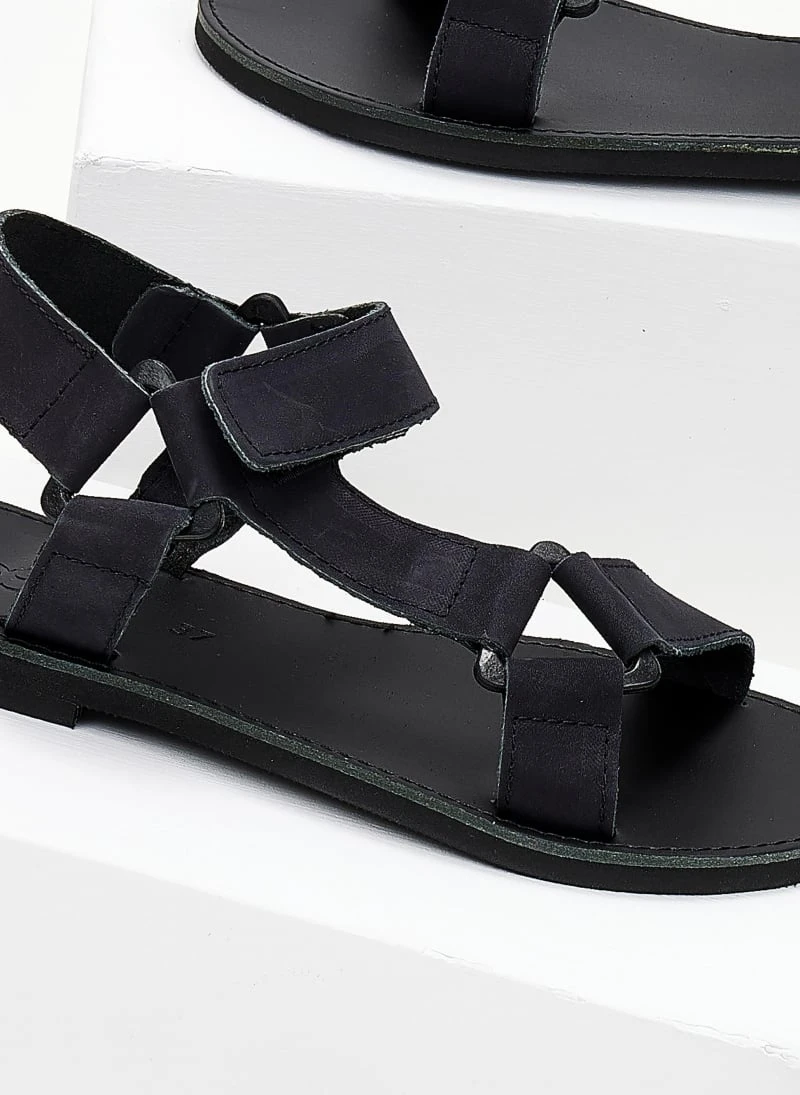 Σανδάλια δερμάτινα με Velcro Estil - Μαύρο 6 Σανδάλια δερμάτινα με Velcro Estil - Μαύρο - Image 4