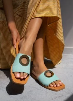 Σανδάλια Nubuck με διακοσμητικό Iris - Γαλάζιο