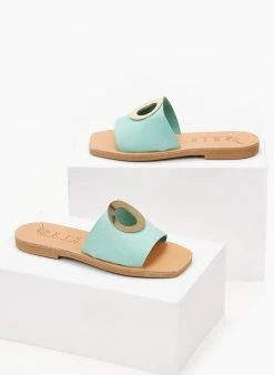 Σανδάλια Nubuck με διακοσμητικό Iris - Γαλάζιο -The Fashion Project κατάστημα sandalia nubuck iris me kuklo 102723 o92g
