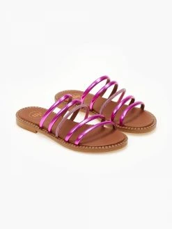 Σανδάλια δερμάτινα με στρας και λουράκια Tfp - Φούξια -The Fashion Project κατάστημα sandalia tfp me lourakia kai strass 105339 c3lv