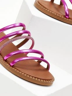 Σανδάλια δερμάτινα με στρας και λουράκια Tfp - Φούξια -The Fashion Project κατάστημα sandalia tfp me lourakia kai strass 105339 hyvp