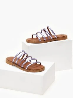 Σανδάλια δερμάτινα με στρας και λουράκια Tfp - Λιλά -The Fashion Project κατάστημα sandalia tfp me lourakia kai strass 105430 klpd