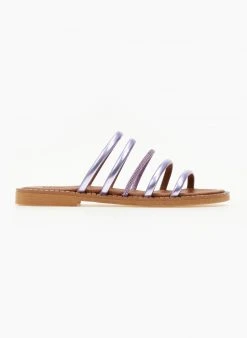 Σανδάλια δερμάτινα με στρας και λουράκια Tfp - Λιλά -The Fashion Project κατάστημα sandalia tfp me lourakia kai strass 105430 w31g