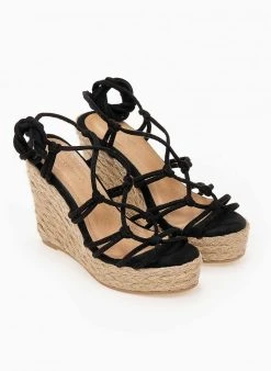 The Fashion Project Πλατφόρμες Lace Up Suede - Μαύρο -The Fashion Project κατάστημα suede lace up platformes me sxoini 102016 22do