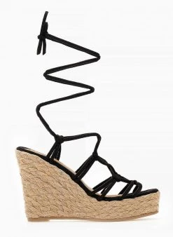 The Fashion Project Πλατφόρμες Lace Up Suede - Μαύρο -The Fashion Project κατάστημα suede lace up platformes me sxoini 102016 jtf5