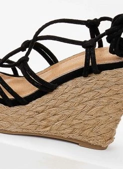 The Fashion Project Πλατφόρμες Lace Up Suede - Μαύρο -The Fashion Project κατάστημα suede lace up platformes me sxoini 102016 nuu7
